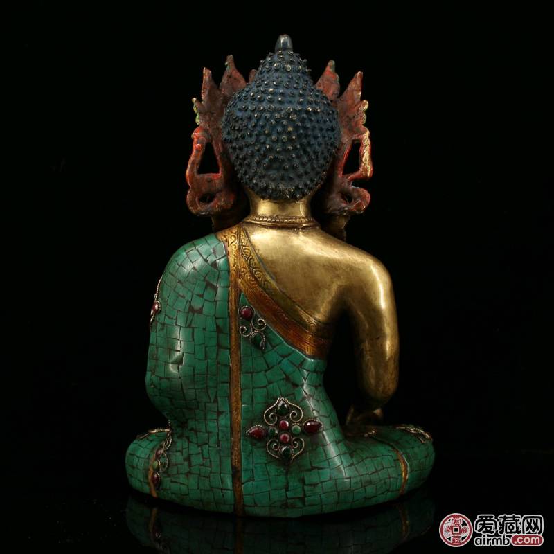 尼泊尔老纯铜纯手工打造镶嵌宝石