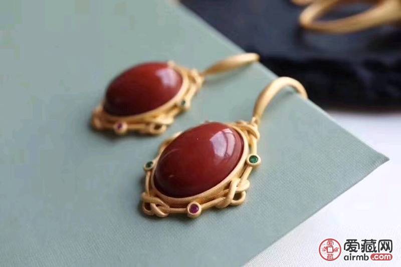 ??南红玛瑙耳钩 s925银镶