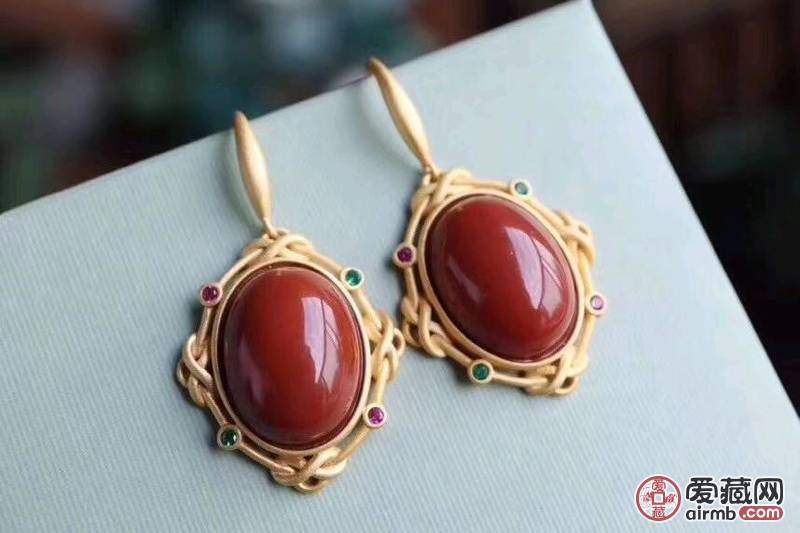 ??南红玛瑙耳钩 s925银镶