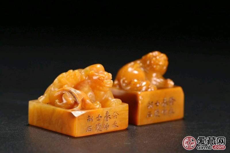 旧藏，田黄兽钮印章一组，4枚，