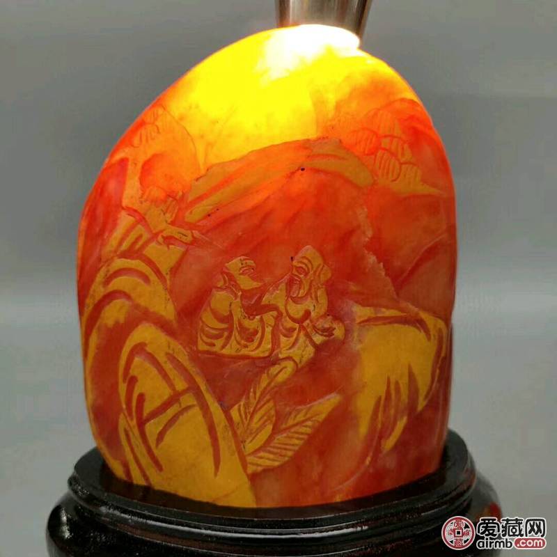 旧藏红田黄石透料《秋林三老》印