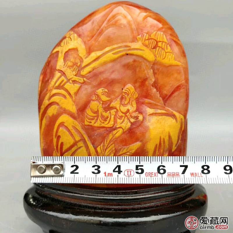 旧藏红田黄石透料《秋林三老》印