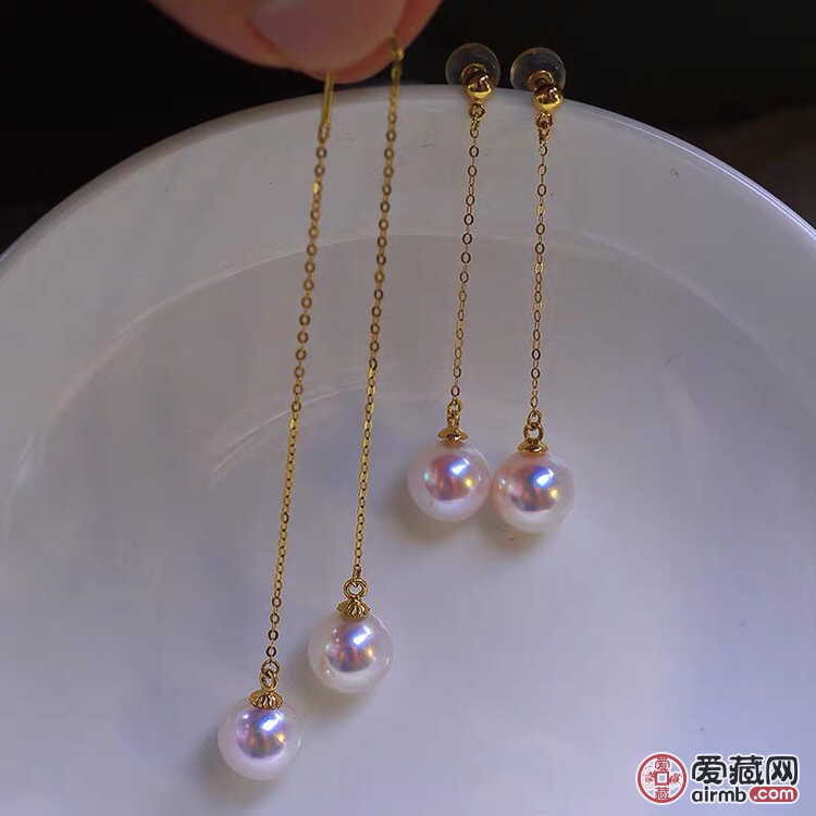 珍珠原产地18k金珍珠耳钉耳钩