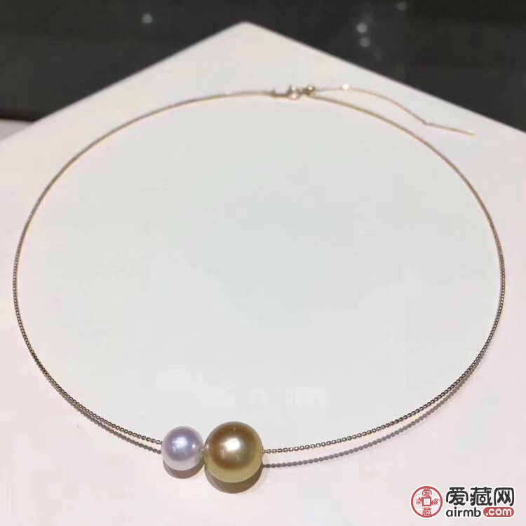 18k金海珠金珠项圈