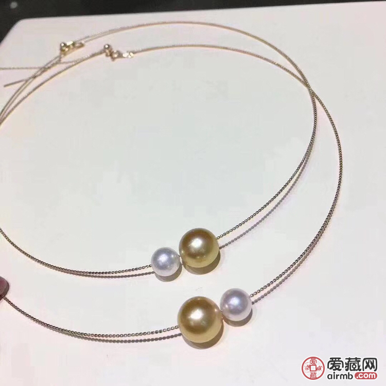 18k金海珠金珠项圈