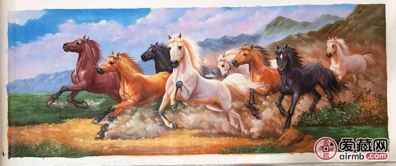 大画！手绘油画！《八骏马》手工