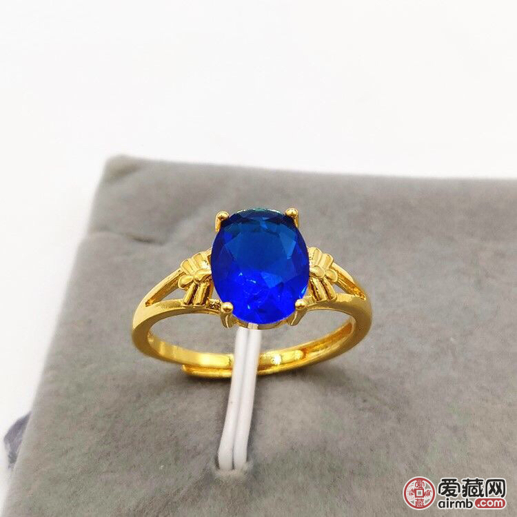 红宝石镀黄金戒指女款沙金镶钻戒