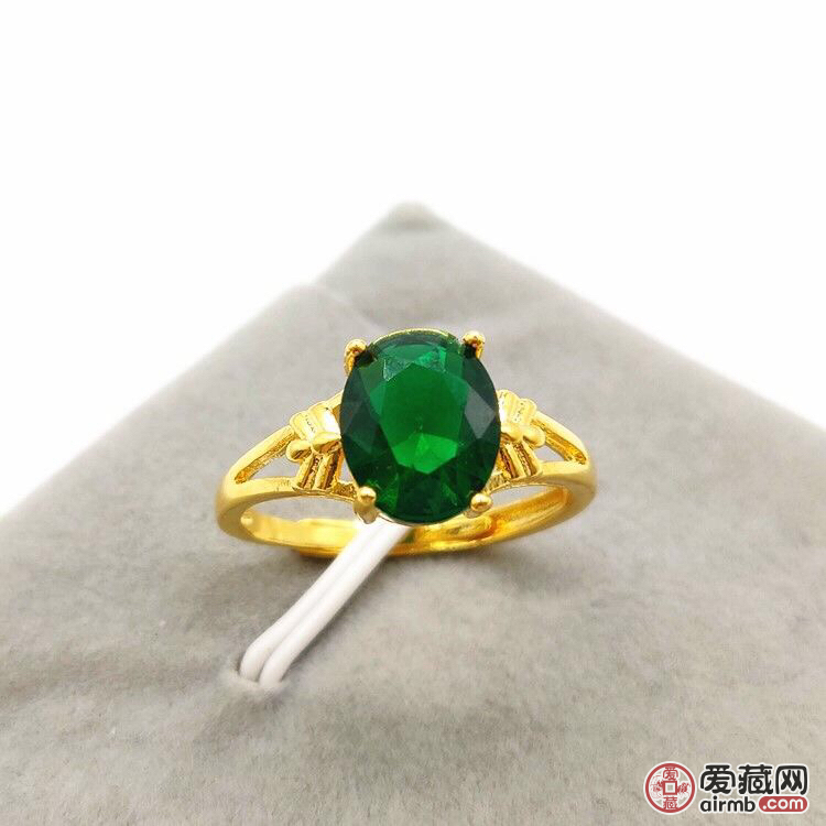 红宝石镀黄金戒指女款沙金镶钻戒