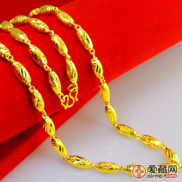 越南沙金女细款橄榄链 镀真金黄