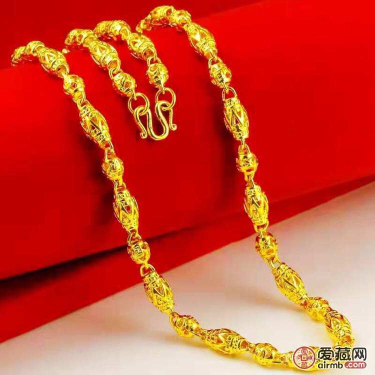 越南沙金女细款橄榄链 镀真金黄