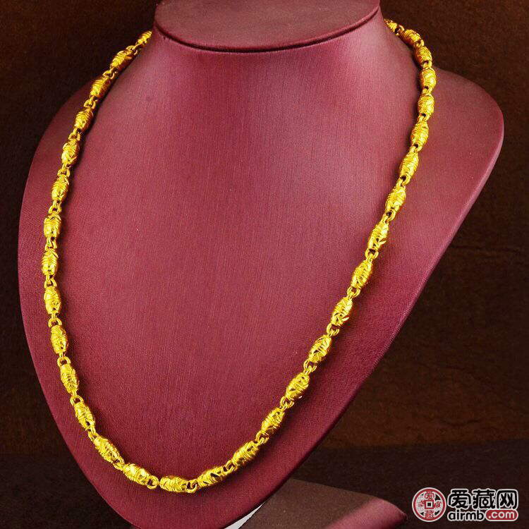 越南沙金女细款橄榄链 镀真金黄