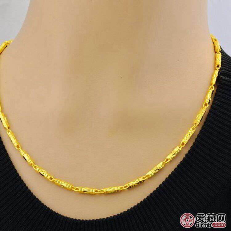 越南沙金女细款橄榄链 镀真金黄