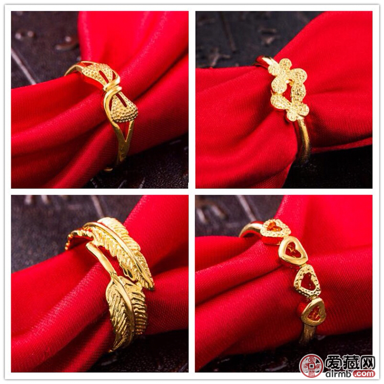 镀越南沙金仿真黄金对戒开口婚戒