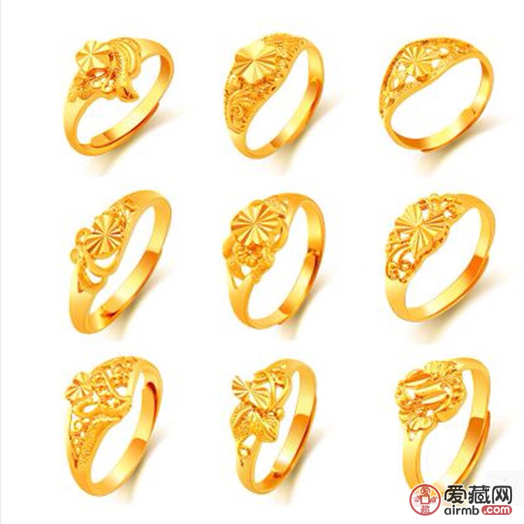 镀越南沙金仿真黄金对戒开口婚戒