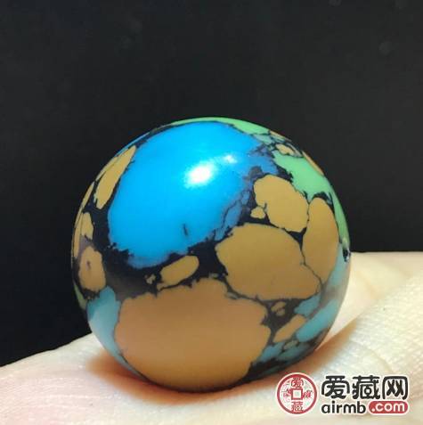 三彩绿松石大圆——珠尺寸览图，