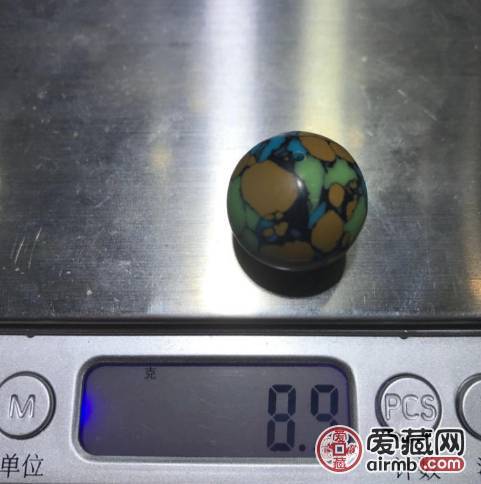 三彩绿松石大圆——珠尺寸览图，