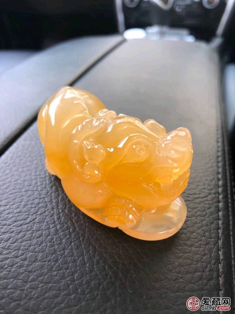 黄龙玉精品貔貅手把件小摆件，玉