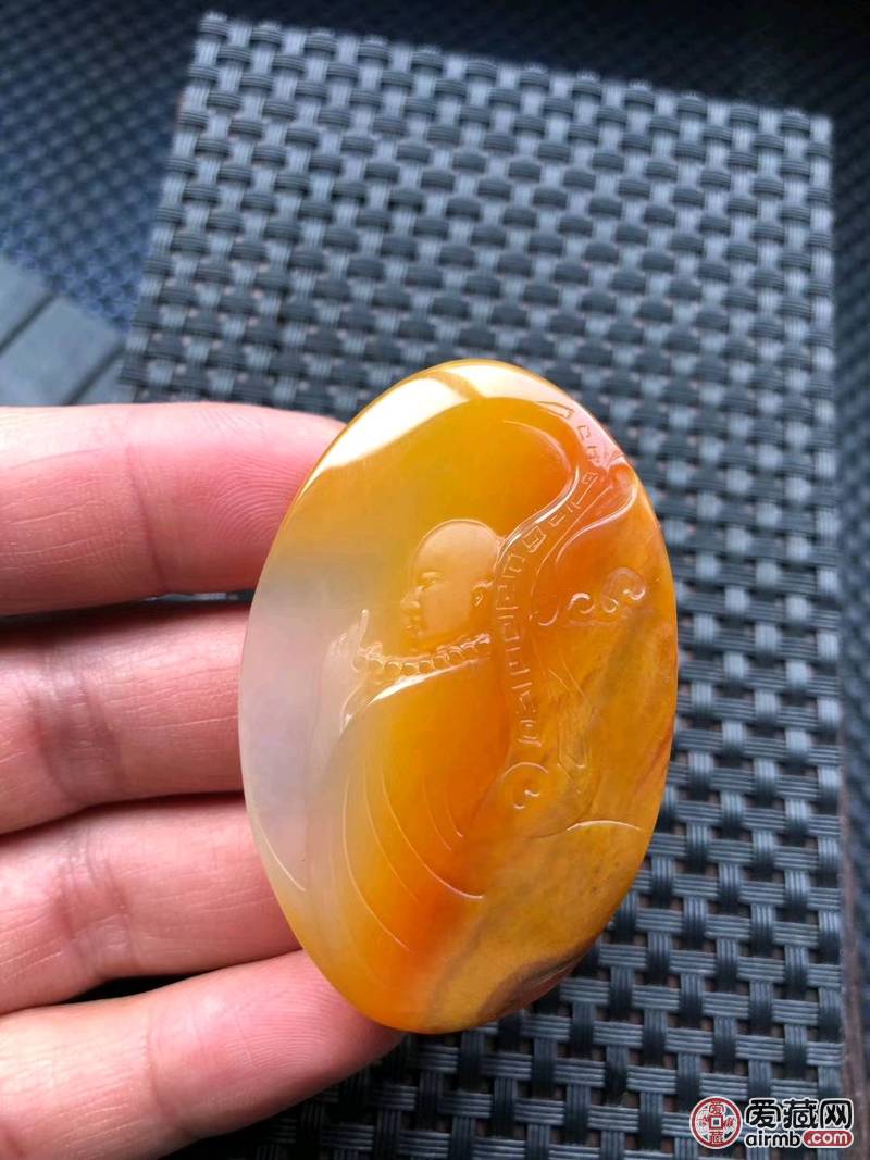 黄龙玉精品挂件地藏菩萨纯手工雕