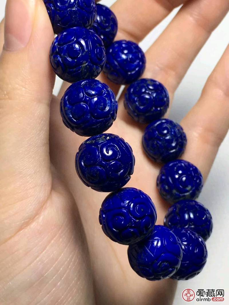 青金石回纹手串，尺寸13.3m