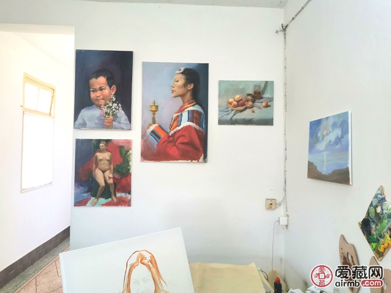 人物写实油画，尺寸60×90c