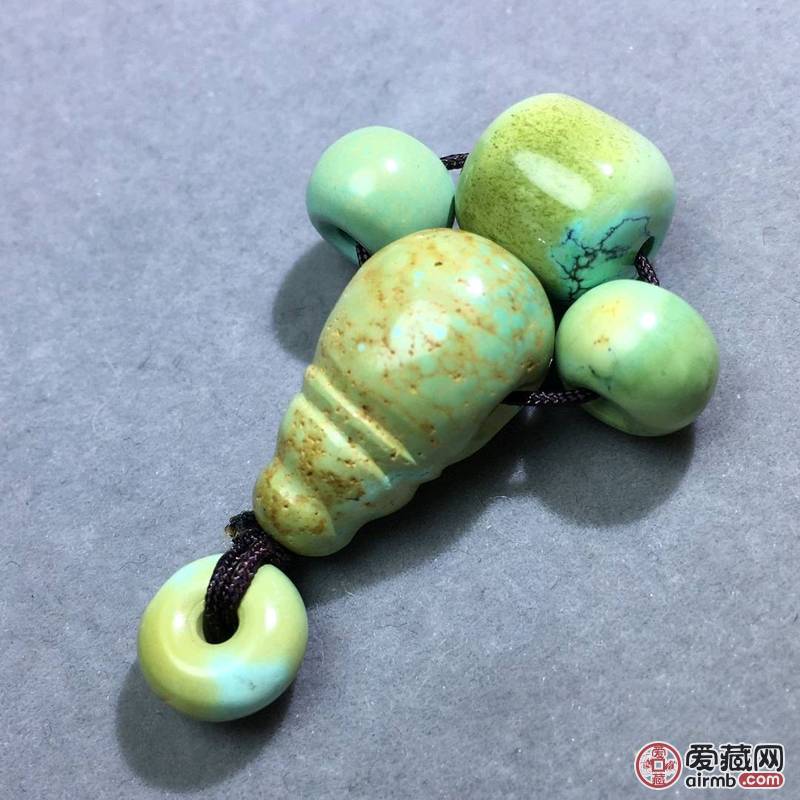 天然原矿高瓷绿松石老型配饰套装