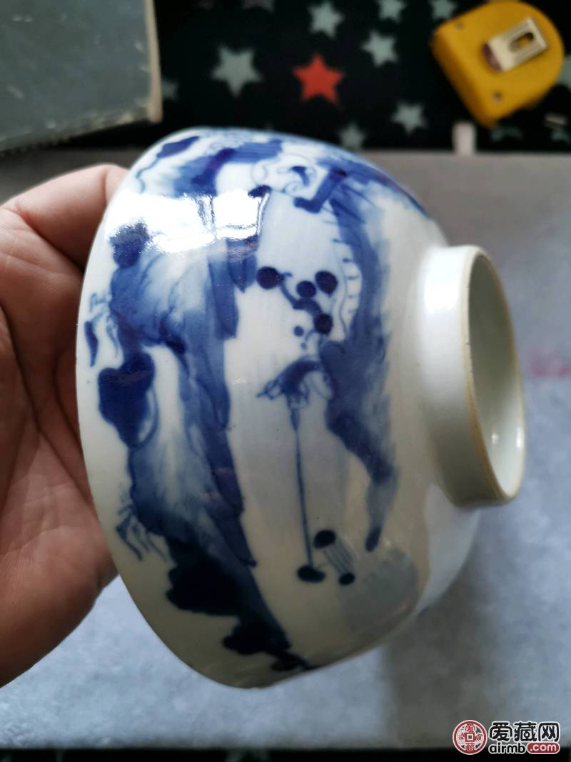 清代青花瓷碗瓷器品相如图，实物