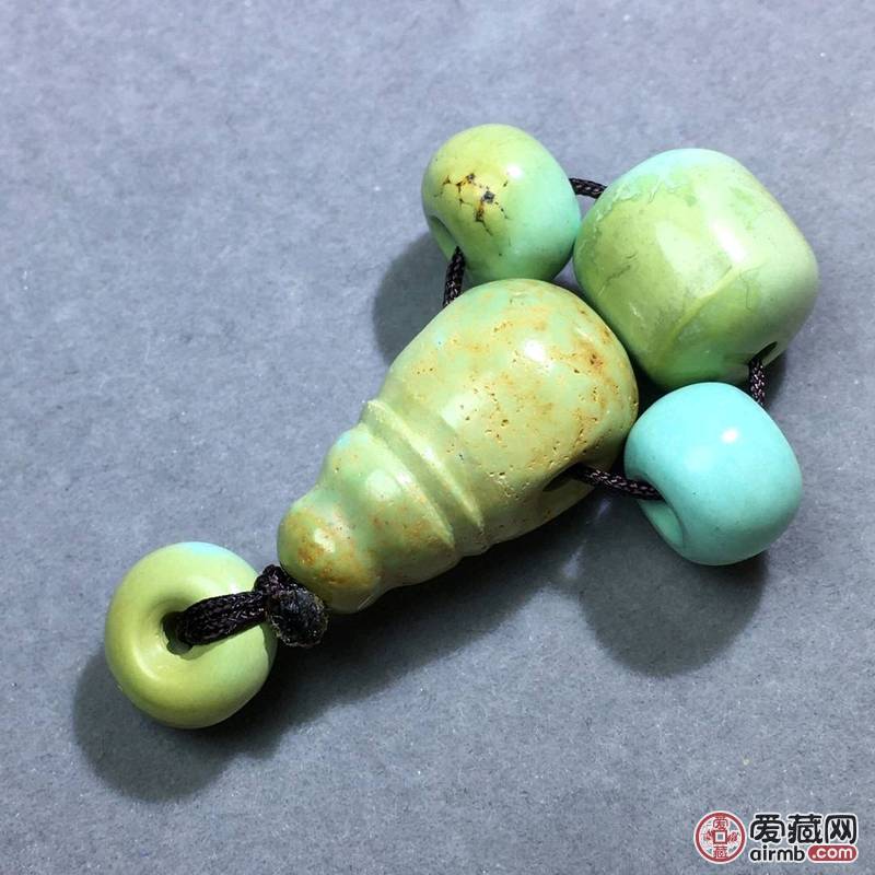 天然原矿高瓷绿松石老型配饰套装