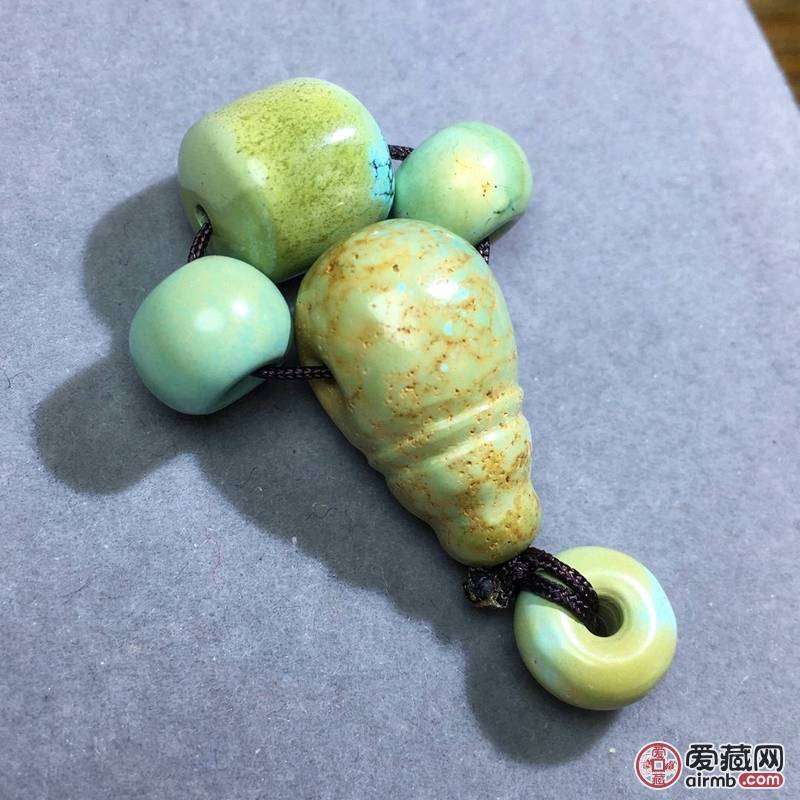 天然原矿高瓷绿松石老型配饰套装