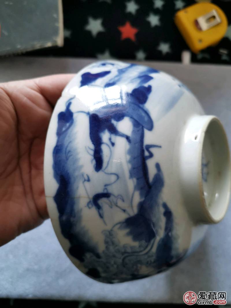 清代青花瓷碗瓷器品相如图，实物