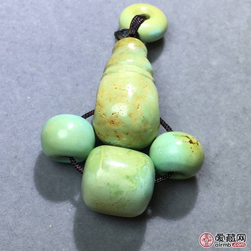 天然原矿高瓷绿松石老型配饰套装