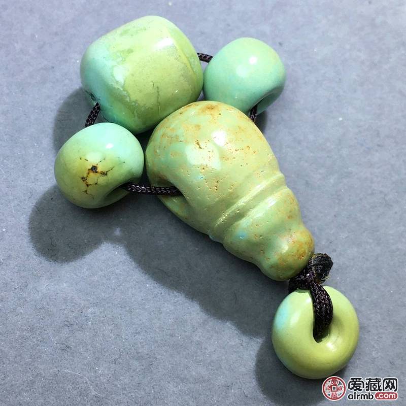 天然原矿高瓷绿松石老型配饰套装