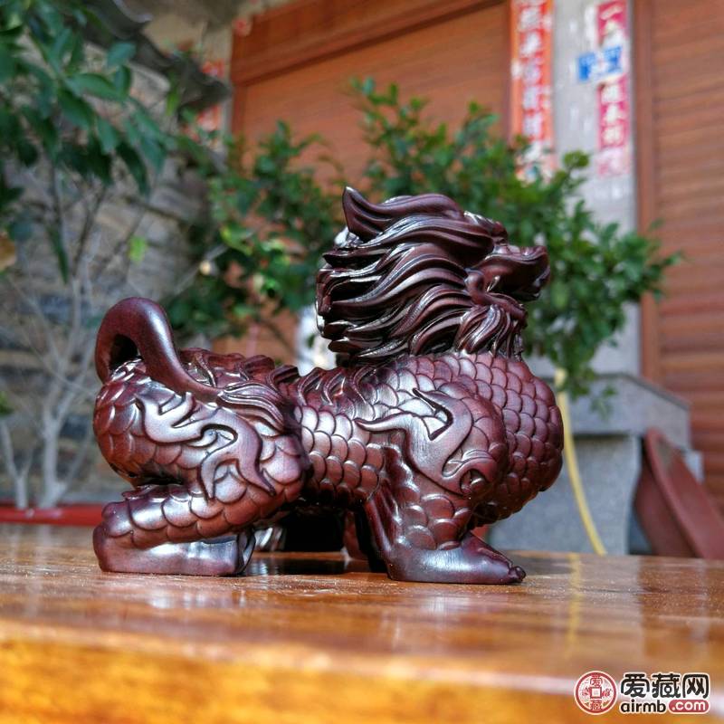 黑檀木麒麟狮一对\n\n名称：