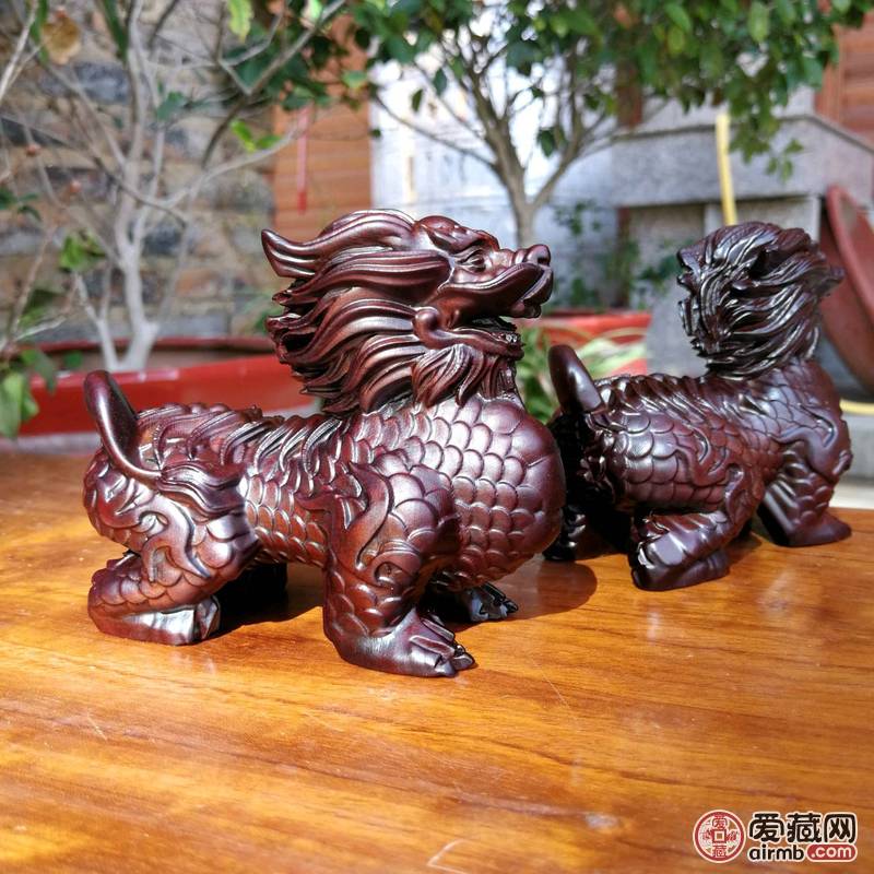 黑檀木麒麟狮一对\n\n名称：