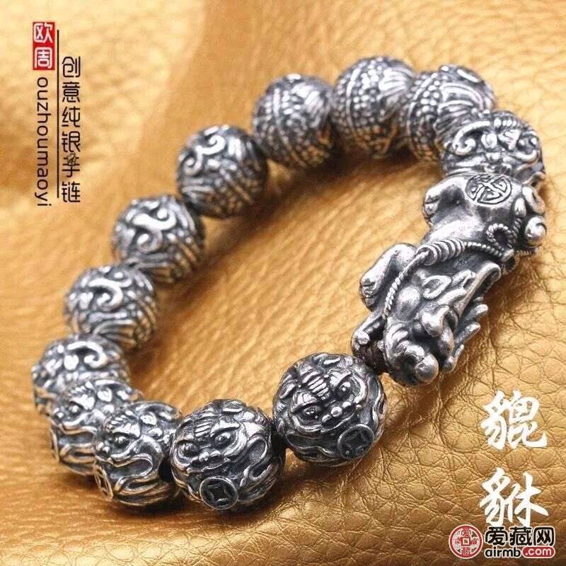 开光925纯银六字真言佛珠招财