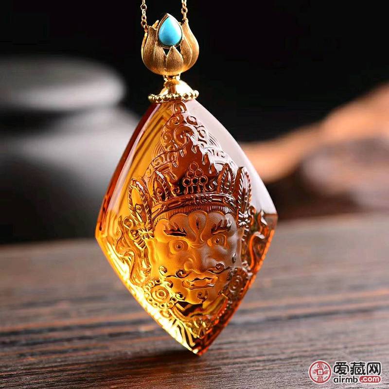 *巴西黄水晶财神吊坠18k金镶