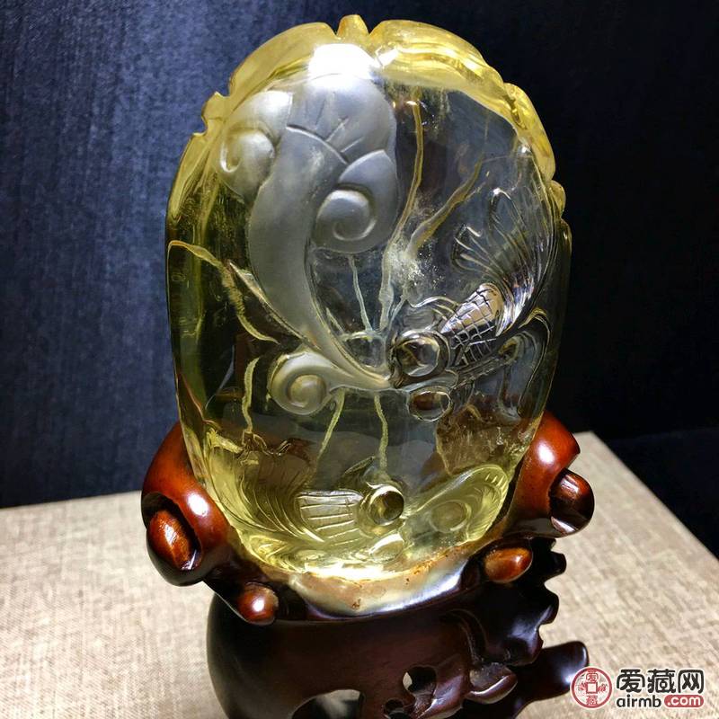 *黄水晶金鱼?摆件?精致雕湛、