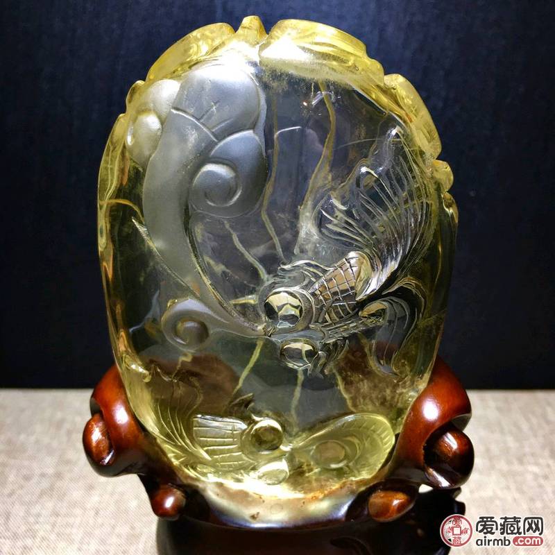 *黄水晶金鱼?摆件?精致雕湛、