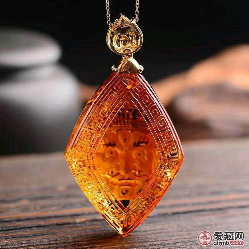 *巴西黄水晶财神吊坠18k金镶
