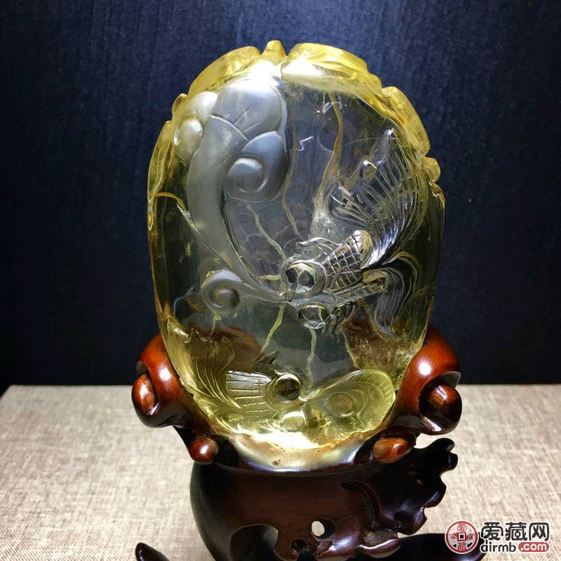 *黄水晶金鱼?摆件?精致雕湛、