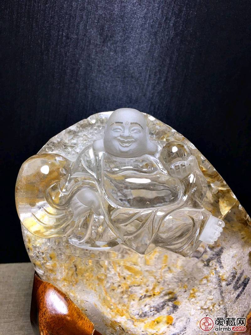 *黄胶花弥勒佛摆件??胶花色泽