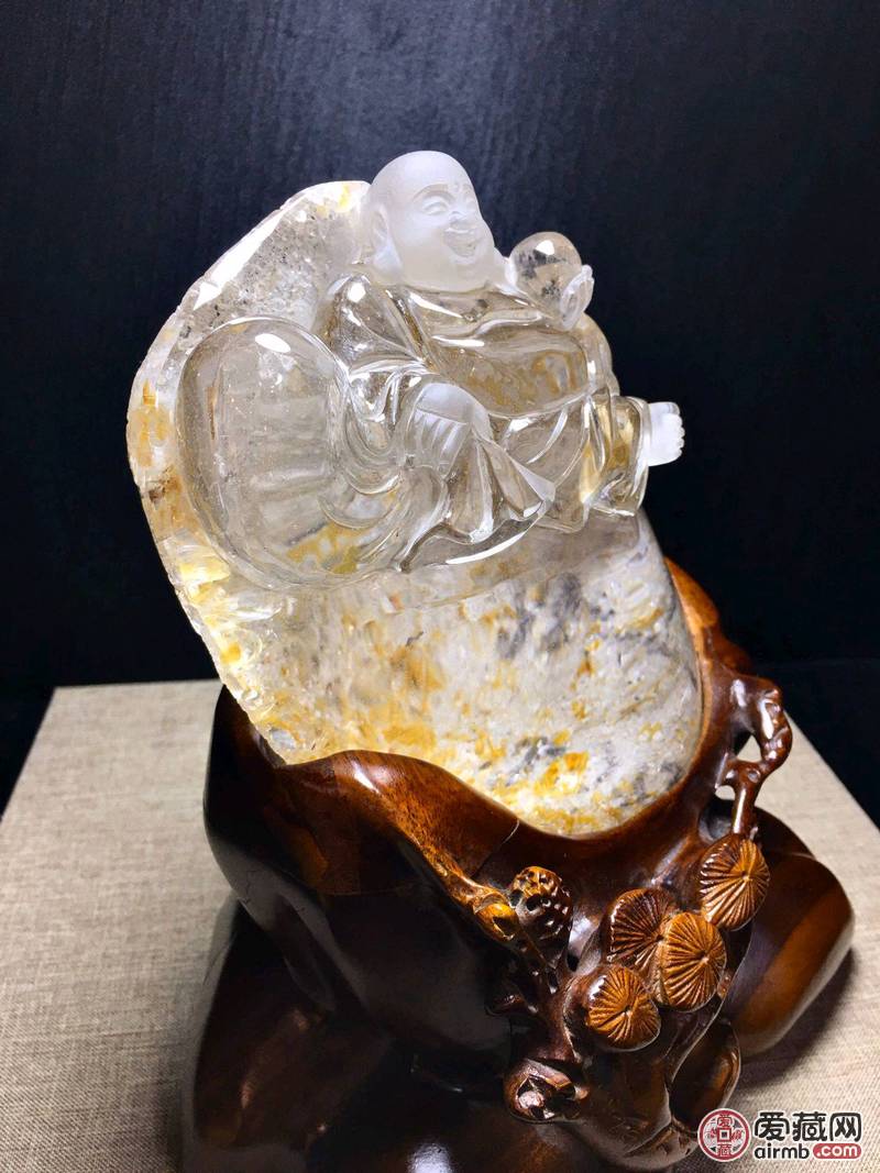 *黄胶花弥勒佛摆件??胶花色泽