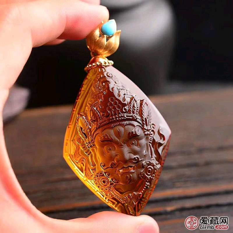 *巴西黄水晶财神吊坠18k金镶