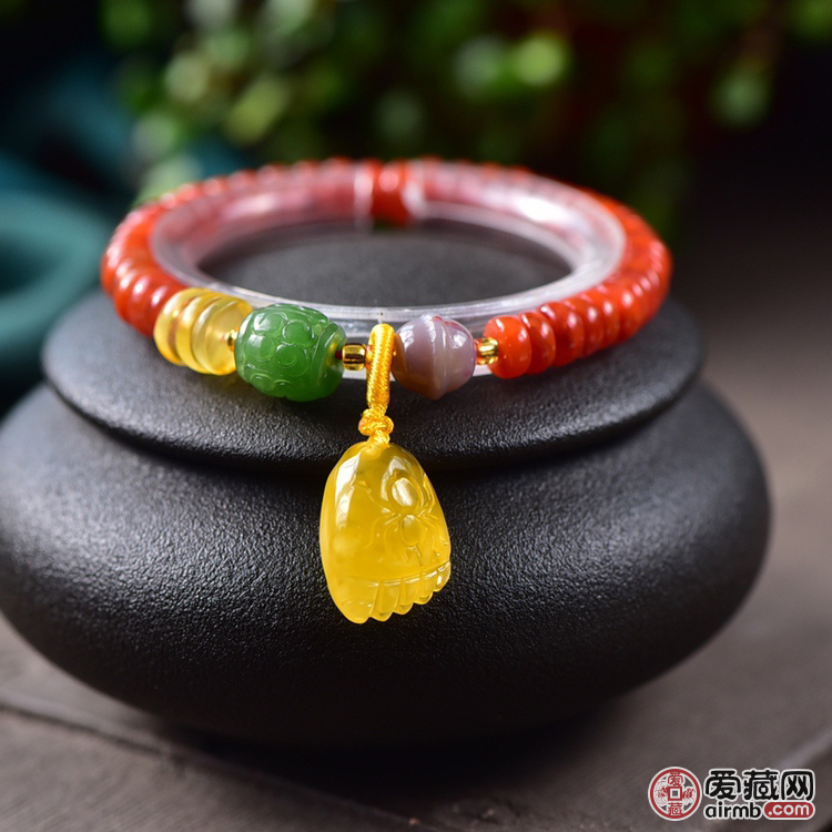 天然南红盘珠DIY单圈手链，天