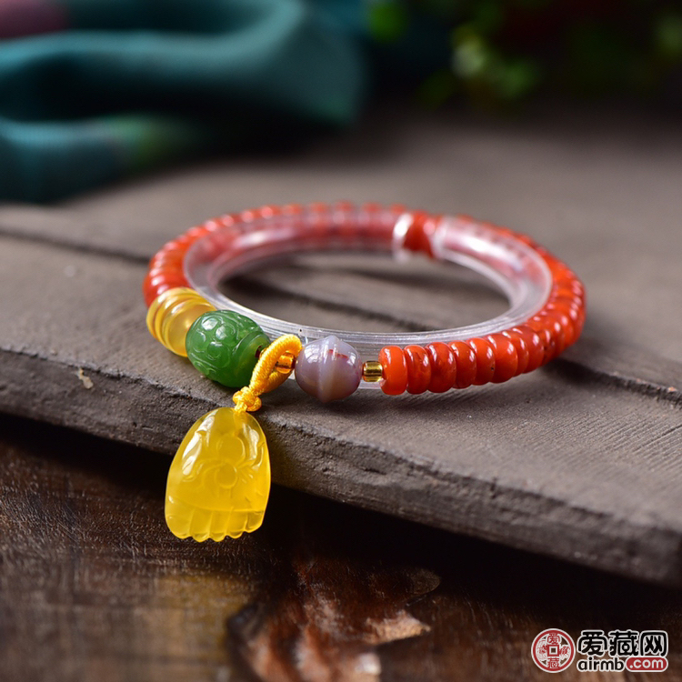 天然南红盘珠DIY单圈手链，天