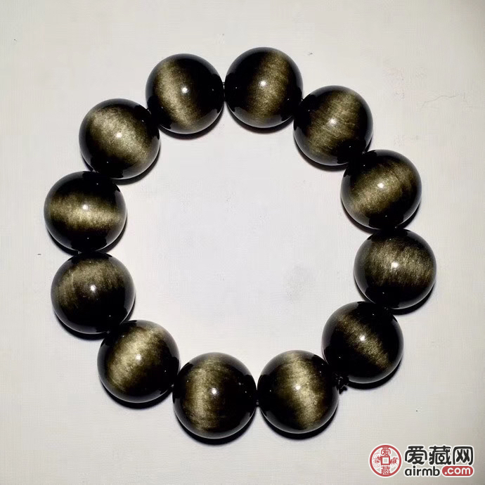 【产品】天然金曜石一线猫眼手链
