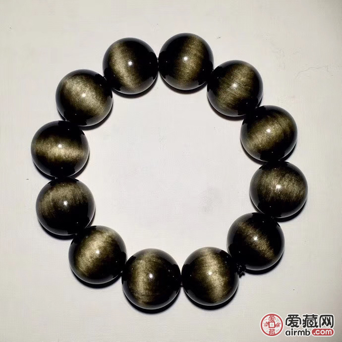 【产品】天然金曜石一线猫眼手链