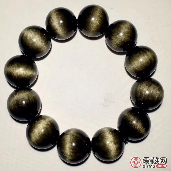 【产品】天然金曜石一线猫眼手链