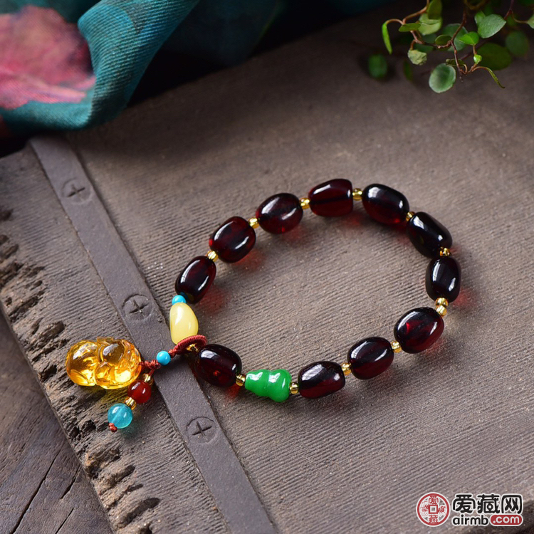 天然净水血珀单圈DIY手链，配