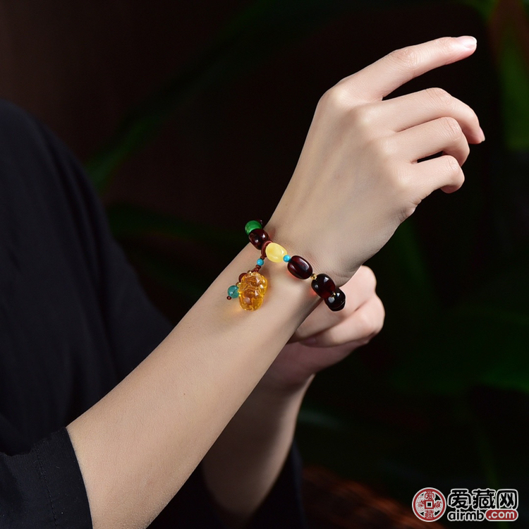 天然净水血珀单圈DIY手链，配
