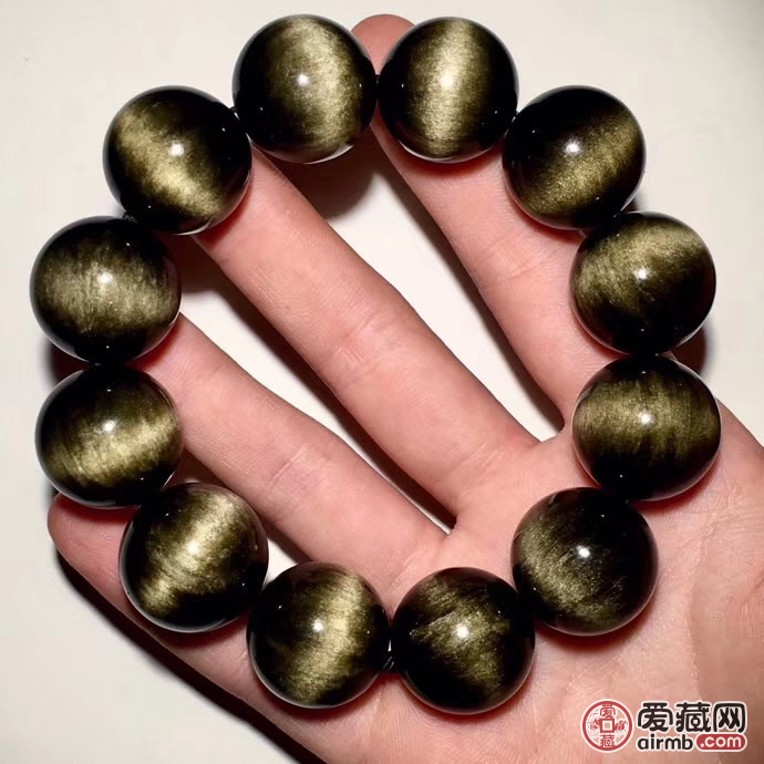 【产品】天然金曜石一线猫眼手链